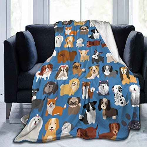 Bisch Überwurfdecke mit niedlichen Welpen-Hunden, ultraweich, warm, für alle Jahreszeiten, dekorative Fleece-Decken für Bett, Stuhl, Auto, Sofa, Couch, Schlafzimmer, 152,4 x 127,7 cm