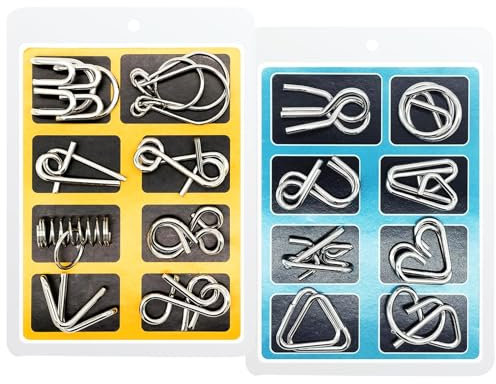 WishesMar Rompecabezas Metal Set de 16 Juegos de Ingenio Brain Teaser Juego - Metalicos Puzzles Logica IQ Inteligencia Juguetes Educativo para Juego Niños y Adultos