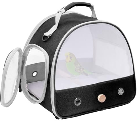 Parrotlets Travel Carrier with Standing Perch,Lightweight Breathable Parrot Cage, Small Pet Carrier Bag with Shoulder Strap,Bird Rat Guinea Pig Squirrel (Green-NLW, One Size)