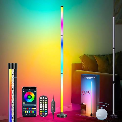 COLOR LIGHTING - Lampadaire LED Connecté 122 cm | NO ALEXA with this mode, avec 16 Millions de Couleurs, Contrôle Télécommande + App – Synchronisation Musicale – Éclairage d’Ambiance Moderne