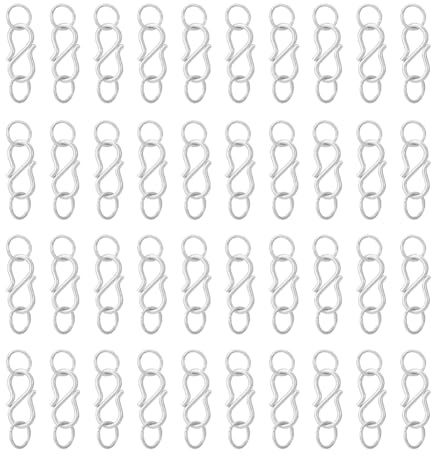 UNICRAFTALE 50 Stück S Verschluss 304 S Hakenverschlüsse Aus Edelstahl Mit 100 Biegeringen 4.6 mm Loch Kleine S Hakenverschlüsse Verbindungsstücke Metallhakenzubehör Für Die Herstellung Halsketten