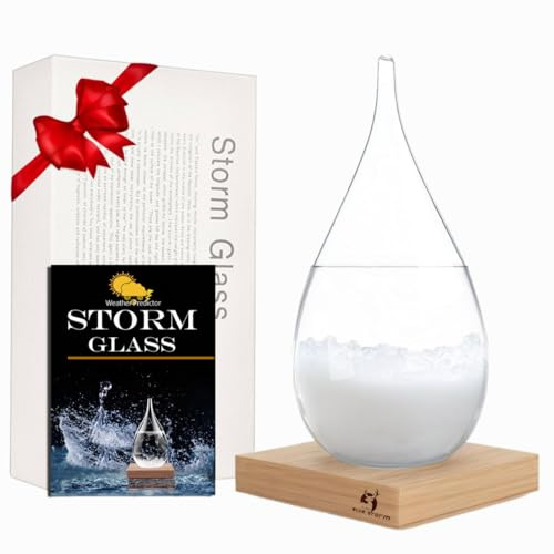 Sturmglas-Wetterstation, Wettervorhersage-Flasche – Schneekugel-Barometer, kreative, stilvolle dekorative Desktop-Wettervorhersage, Heim- und Bürodekoration, einzigartige Geschenkidee (große Tropfen)