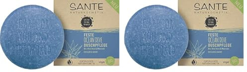 SANTE Naturkosmetik Sapone Solido Doccia Formula Vegana con Aloe Bio e Sale Marino Ocean Dive Cura Doccia 1x80g (Confezione da 2)