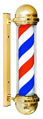 Poste de barbero de 65 cm con luz LED, poste de barbería con rayas rojas, azules, blancas y negras, letrero de peluquería abierta, luz giratoria de montaje en pared resistente al agua, rojo, azul y