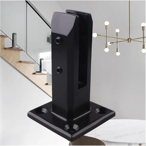 GLFNB Pince à Ergot en Verre pour clôture de Piscine, poteaux de Panneau en Verre carrés Noirs pour Rampe de Plate-Forme d'escalier de Couloir - Montage au Sol, Pince de Garde-Corps en Verre (Noir