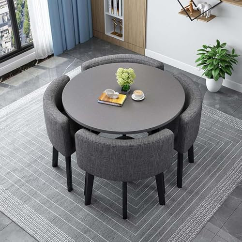 Modernes rundes Esstisch-Set mit Stühlen, modischer, quadratischer Konferenztisch und 4 Stühlen, Mehrzweck-Küchentisch-Set aus Holz für 4 Personen, ideal für Wohnzimmer oder Esszimmer, 150 cm
