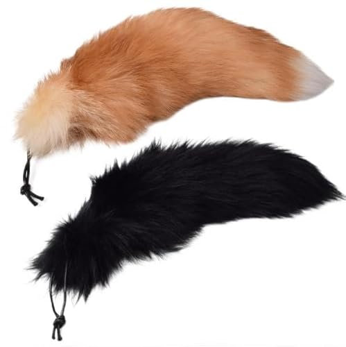 Nocyclonic 2 Pieces Fuchsschwanz Anhänger fox tail Schlüsselanhänger Niedlicher Fuchsschwanz-Schlüsselanhänger, Anhänger, Frauen, Schlüsselanhänger, Pompoms, Schlüsselanhänger 40cm (7)