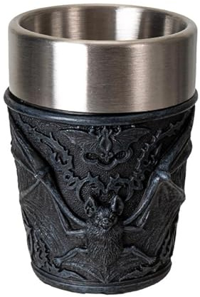 Pacific Giftware Gothic Bat Shot Glass Decorated with Spooky Bat Design Stainless Steel Inner Lining Ideal for Halloween Decor or Unique Collector Barware 3 fl oz