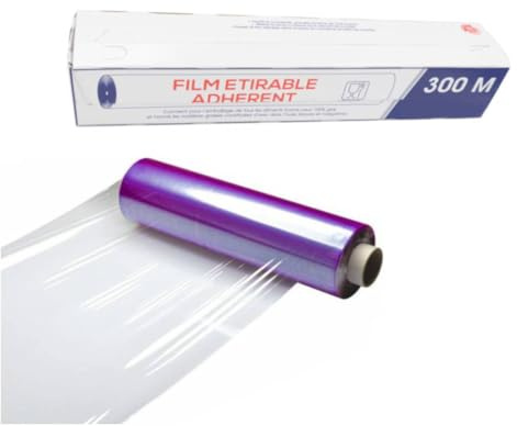 Rouleau de Film Etirable Alimentaire Transparent 45cm x 300M avec Boîte Distributrice - D-Work