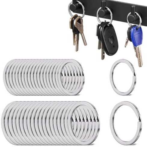 MEXRUMI 40 Pièces D'Anneaux Porte-Clés, 2 Tailles (30Mm 20Mm) D'Anneau Porte-Clés, Anneau Plat Rond Split Keyring Pour Voiture, Maison, Accessoires De Clés