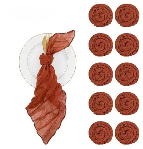ZENZDS 6/12 Stück 50 * 50CM Salbei Gaze/Beige Käsetuchservietten Boho Stoffservietten Dekorative rustikale Abendessenserviette für Party Hochzeit Servietten Stoff