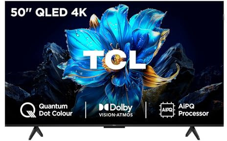 TCL 50P7K-UK 50 QLED 4K Ultra HD HDR Google TV (Google Assistant, Freeview Play, Dolby Atmos, Dolby Vision, HDR10+, 120Hz Game Accelerator, Motion Clarity,2025 New Model)