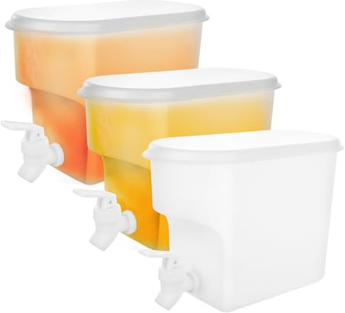 VIDETOL 3 Pack 3.5L Fridge Beverage Drink Dispenser with Leak-Proof Spigot, Plastic Water Dispensers Drink Dispenser, Cold Drink Juice Dispenser Jug for Party Drink, Juice, Iced Tea and Lemonade
