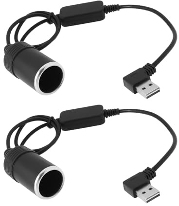 The Lord of the Tools 2 Stück USB-auf-Zigarettenanzünder-Adapter Rechtwinklig 5 V USB-A-Stecker auf 12 V Auto-Zigarettenanzünder-Konverter-Adapterkabel für GPS 60 cm