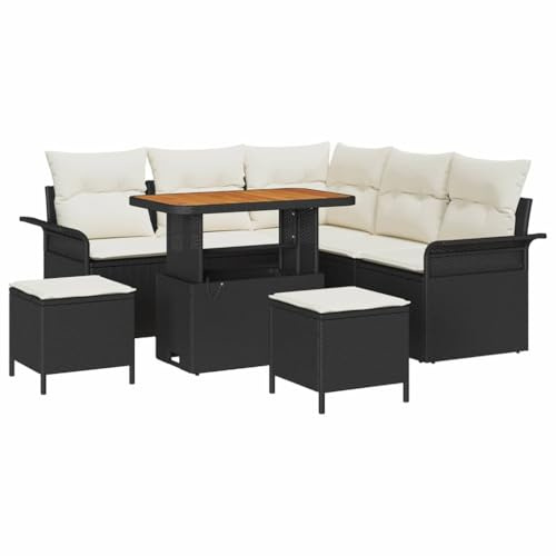vidaXL Trädgårdsoffset 8 pcs Svart konstrotting, Trädgård och Terass, Modern Rattansoff set, Modulär Design, Lätt, UV-Skyddad, Utemöbler, Justerbart Bord