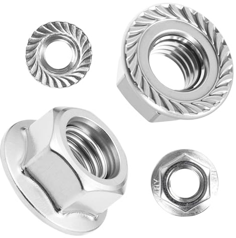 25 Stück M10 Muttern Edelstahl, Flanschmuttern M10 DIN 6923 Hutmuttern M10Edelstahl mit Flansch und Sperrverzahnung Sechskantmutter Muttern Set für Möbel, Fahrradwartung, Maschine, Fitnessgeräte usw