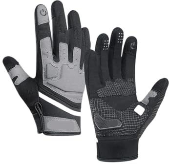 GOXQIT Gants d'escalade Gants de Cyclisme d'hiver Thermiques Chauds Coupe-Vent Doigt Complet imperméable Gants d'escalade de vélo for Hommes Femmes pour Randonnée Cyclisme(Gray,M)