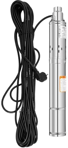 250w Edelstahl Tiefbrunnenpumpe, 2850r/min Elektrisch Brunnenpumpe, Durchfluss 1600L/h Förderhöhe 80m, IP68 Wasserpumpe, 20dB Rohrpumpe, für Flüssen, Stauseen, Kanälen und Tiefbrunnen