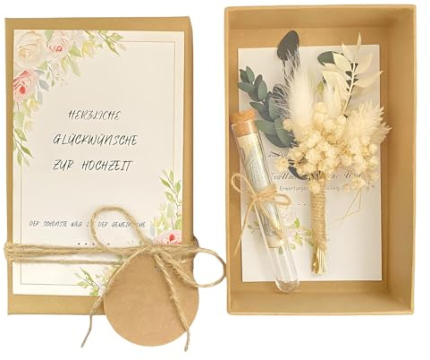 Geldgeschenk Hochzeit Hochzeitsgeschenke für Brautpaar Geschenkbox verpackungen inklusive Hochzeitskarten Trockenblumen Reagenzglas Hochzeitstag Hochzeitsgeschenk Geld (Hochzeit)
