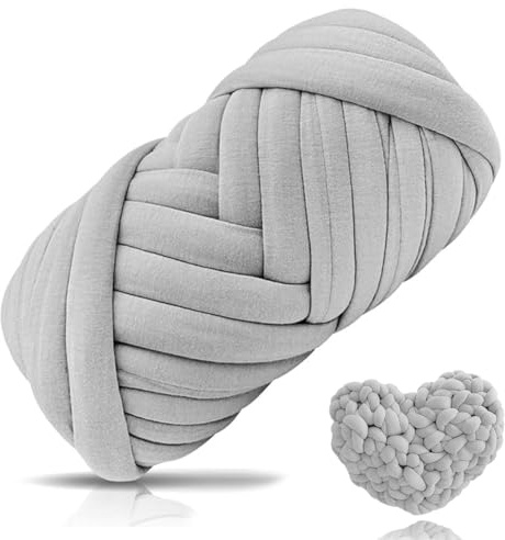 Wintfarm Dicke Wolle Garn,500g Dicke Wolle Zum Häkeln,25m Chunky Yarn Schlauchgarn Häkelwolle,Schlauchgarn Zum Handstricken Für Diy Kissen Halten,Basteln,Decken,Rucksack,Katzenhütte (Hellgrau)