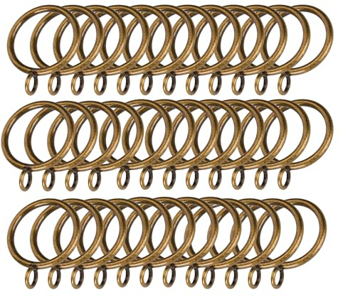 WeeGoo 50 Pcs 50mm Brass Curtain Rings, Metal Bronze Rings with Eyelet