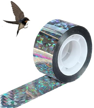HUVZOR 1 Rolle 80 m x 2,4 cm reflektierendes Vogelabwehrband,für Balkone,Gärten, Obstbäume und Tauben; doppelseitiges reflektierendes Abwehrmittel,flatterndes Band zum Schutz von Pflanzen und Blumen