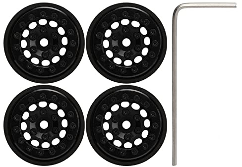 1.0 Inch Beadlock Rims 12 Holes Aluminum Alloy RC Wheel Hub for FMS FCX24 1/24 Crawler (Black)