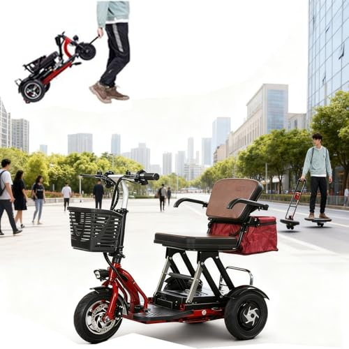 Generisch Elektrischer klappbarer Mobilitätsroller mit praktischem Frontkorb Tragfähigkeit 120kg 3 Rad Elektrorollstuhl für Senioren und Menschen mit Bewegungsbeschränkungen,001,3