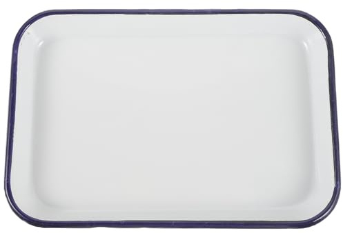 Healeved Plat à Rôtir Rectangulaire en Émail 20X30 CM Moule à Pâtisserie Antiadhésif Résistant à la Chaleur Plaque de Cuisson Multifonction pour Four Cuisson de Pizzas Gâteaux et