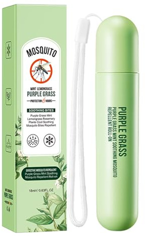 Purple Grass Mosquito Bite Relief, Bite and Sting Relief, Provides Relief from Mosquito, Midge, Wasp and Bug Bites, Roll-On Soothing Mosquito Repellent, Cooling Travel Essentials, 18ml