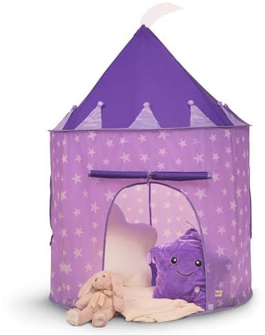 Relsy Spielzelt lila für Kinder, Spielhaus für drinnen/draußen, rosa Sternen-Pop-up-Zelt für Kinder und Kleinkinder, Spielplatz/Ballpool und Gartenspielzeug, rosa Sternen-Design