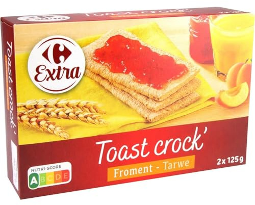 Un petit déjeuner croustillant et pratique avec CARREFOUR EXTRA Tartines Croustillantes au Froment, lot de 2 boîtes de 250g - Lot de 4