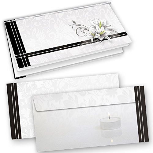 50 Sets Hochwertige Trauerkarten, Klappkarten inkl. Einlegeblätter bedruckbar und inkl. Briefumschläge