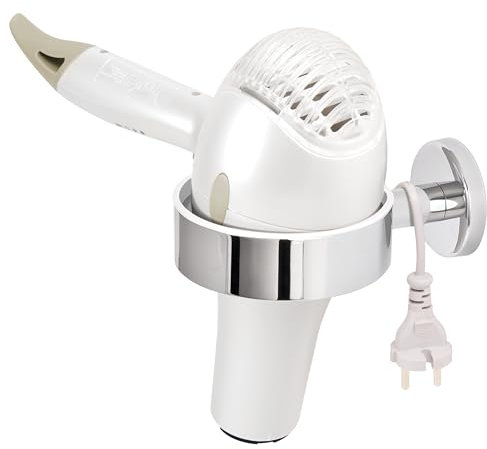 bremermann Bad-Serie LUCENTE - Haartrocknerhalter, Fönhalter, für kleine und große Föhns geeignet, schafft Ordnung im Badezimmer, aus Edelstahl verchromt