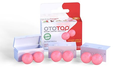 OTOTAP Tapones para los oídos de cera moldeables, aislantes, cómodos y reutilizables Especiales para natación, agua o ruidos fuertes. Con estuche de viaje. 6 unidades
