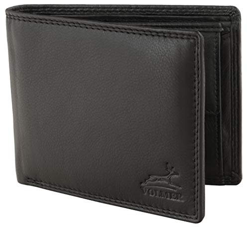 Fa.Volmer ® Portafoglio uomo robusto in vera pelle con protezione RFID nei colori nero e marrone #VO19-Iron (nero)