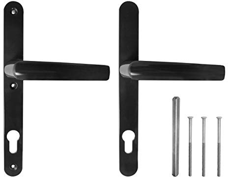 Türgriff/Türdrücker/Türklinke/Drückergarnitur DHS 92mm (Schildbreite 28mm) - Schwarz RAL 9005