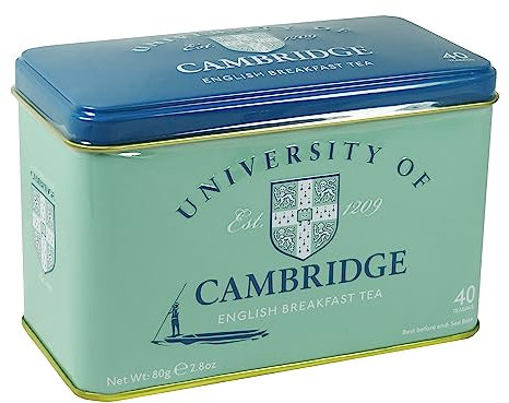 New English Teas University Of Cambridge Tea Tin with 40 English Breakfast Teabags