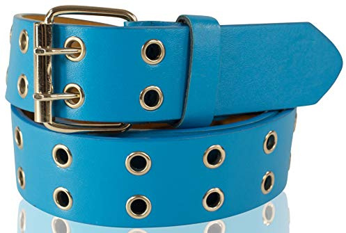 SCAMODA Doppelloch Nietengürtel mit Leder für Damen und Herren, Ösengürtel, versch. Farben, Größen, Breiten