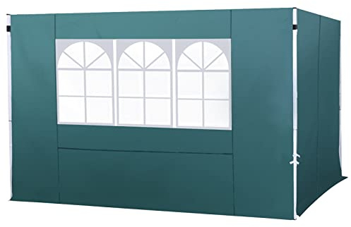 Outsunny 2 Paredes Laterales para Carpas de 3 x 3 m, 300x200 cm, Paredes Laterales de Repuesto para Cenador de Tela Oxford con Ventana, para Jardín, Exteriores, Fiestas, Verde Oscuro