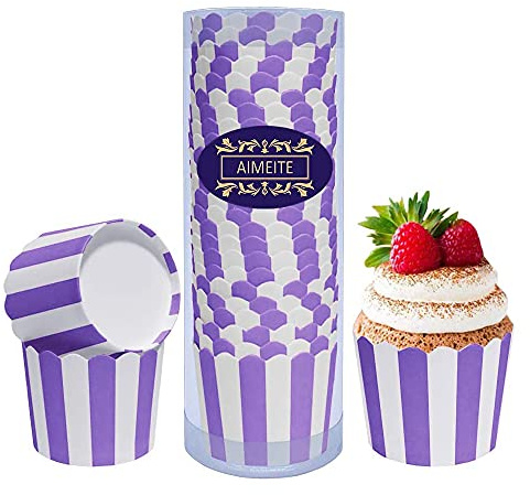 AIMEITE Cupcake Formen Papier Mini Liner Muffin Förmchen Papier Cupcake Wrappers Backförmchen Cupcake Muffin Backform 24 Stück (Lila)