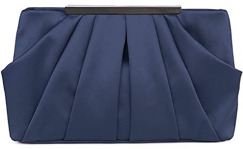 ROSA&ROSE Damen Clutch Elegante Kettentasche Handtasche Abendtasche für Party Braut Mädchen (Blau)