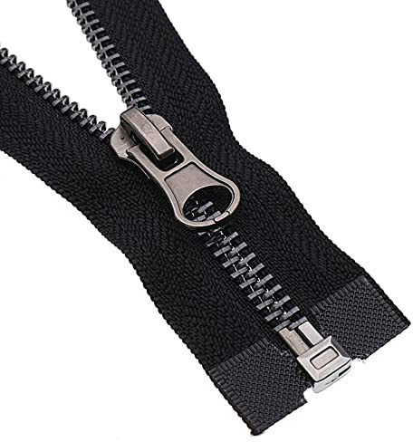 Leekayer 2pcs #5 28 Inch Separating Jacket Zipper Black Nickel 71.12cm Metal Zipper Heavy Duty Metal Zippers for Jackets Sewing Coats Crafts (28 Nickel)