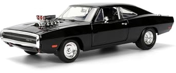 Jada Toys Fast & Furious 9 Dom's 1970 Dodge Charger, Tuning-Modell im Maßstab 1:24, zu öffnenden Türen, Freilauf, Motorhaube und Kofferraum, schwarz