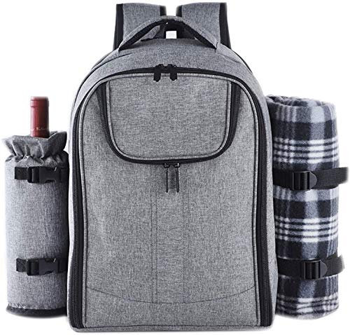 Picknickrucksack 4 Personen Picknick Rucksack mit Isoliertem Kühlfach und Decke für Camping Outdoor
