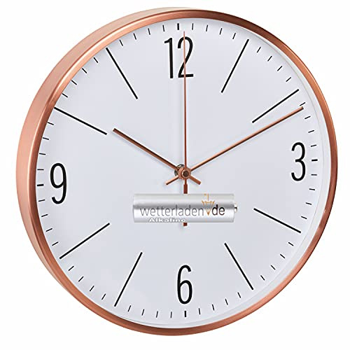TFA Dostmann 60.3534.51 Funk-Wanduhr Kupfer Funkwanduhren 300 mm Geräuschlos (Kupfer mit Batterie)