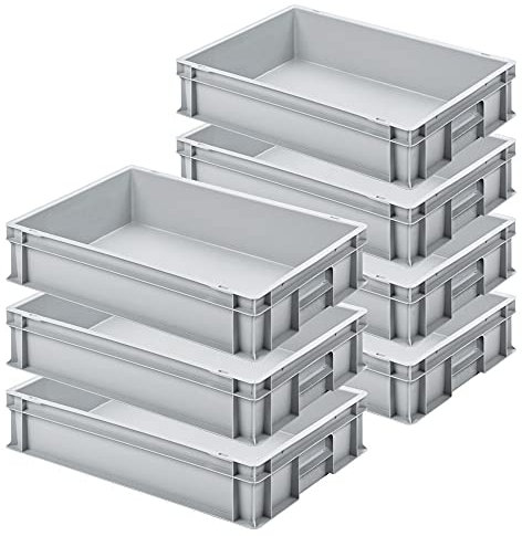 BRB 7 bacs Euro empilables avec 2 poignées, L x l x H 600 x 400 x 120 mm, gris