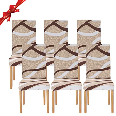 Jaotto Coprisedia Elasticizzati con Schienale 6 Pezzi, Fodere Coprisedie Universale per Sala da Pranzo Cucina, Moderno Coprisedia Lavabile Estraibile, Coperture per Sedie(Linea Moderna,6 Pezzi)