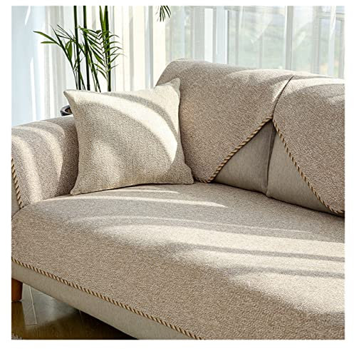 FJZFXKZL Sofa Überzug, 3-Sitzer-Sofa-Cover Baumwolle Leinen Ecke Sofa-Cover for Wohnzimmer rutschfeste Sofa-Abdeckungen Sofa Chaise Cover Lounge Couch Cover Sofabezug