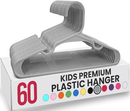 Utopia Home Paquete de 60 Perchas Infantiles de plástico para Ropa de Armario, para bebés y niños, Ideales para Uso Diario estándar, 30 cm, Gris